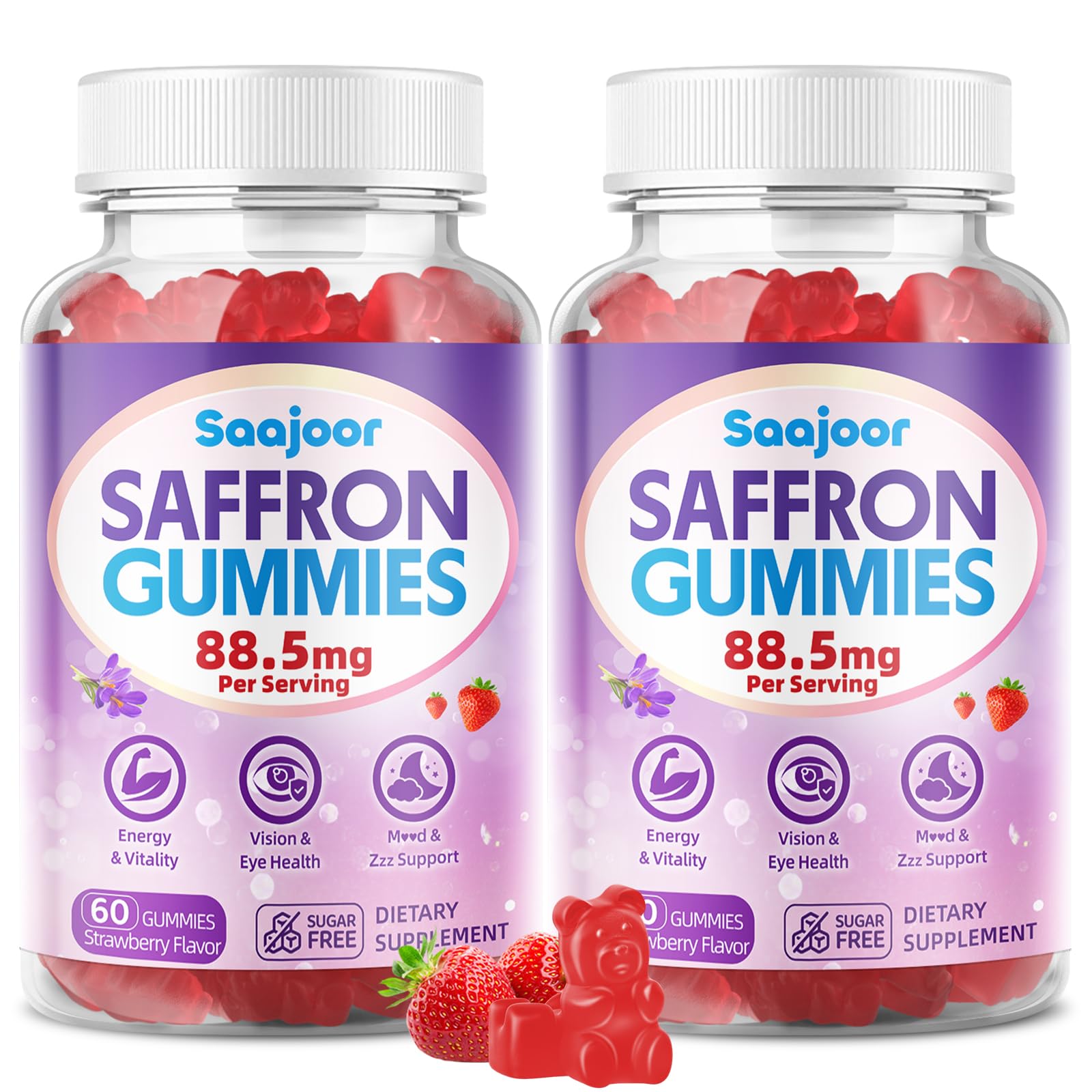 Saajoor Calm Clarity Gummies 30 Count front view with packaging