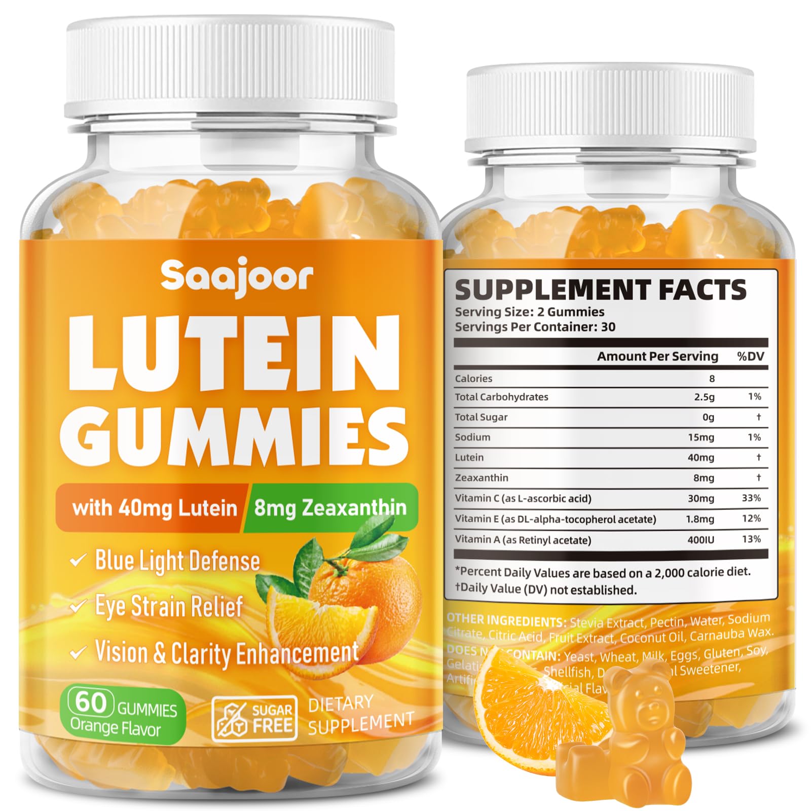 Saajoor Lutein Gummies 170g front view with packaging