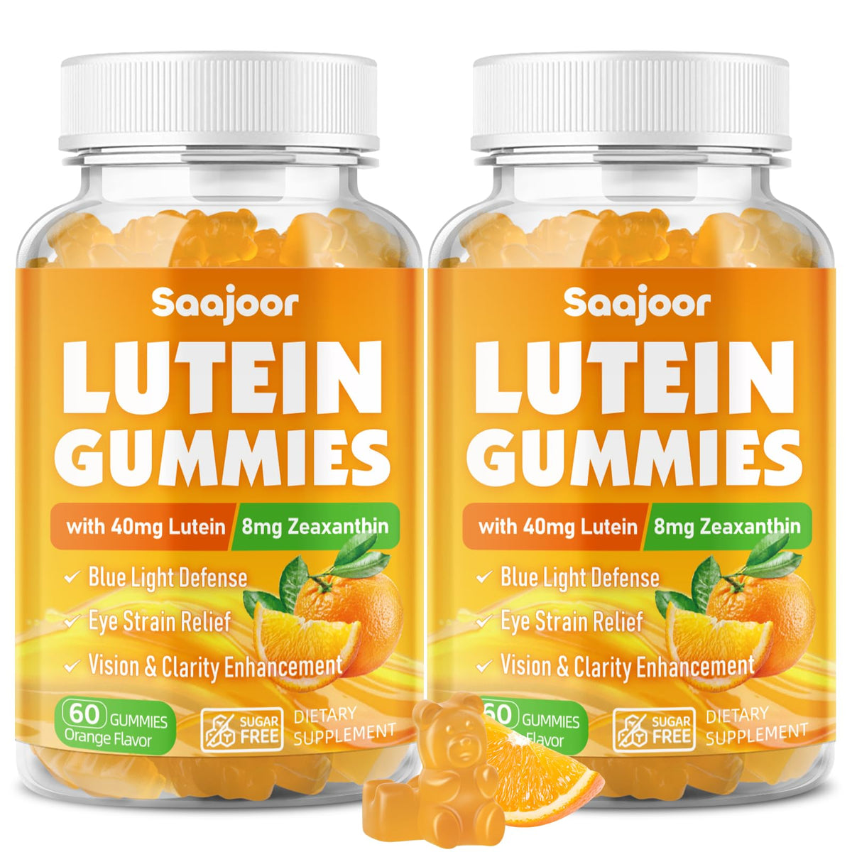 Saajoor Lutein & Zeaxanthin Gummies front view with packaging