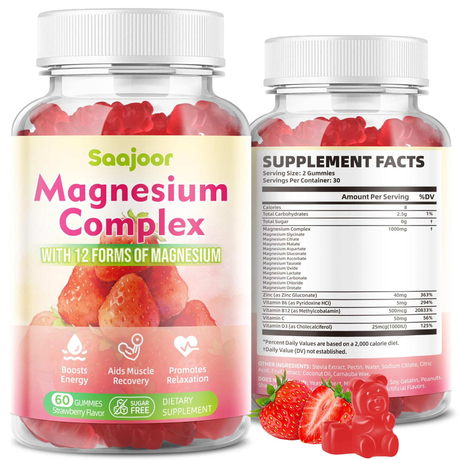 Saajoor Magnesium Complex Gummies front view with packaging
