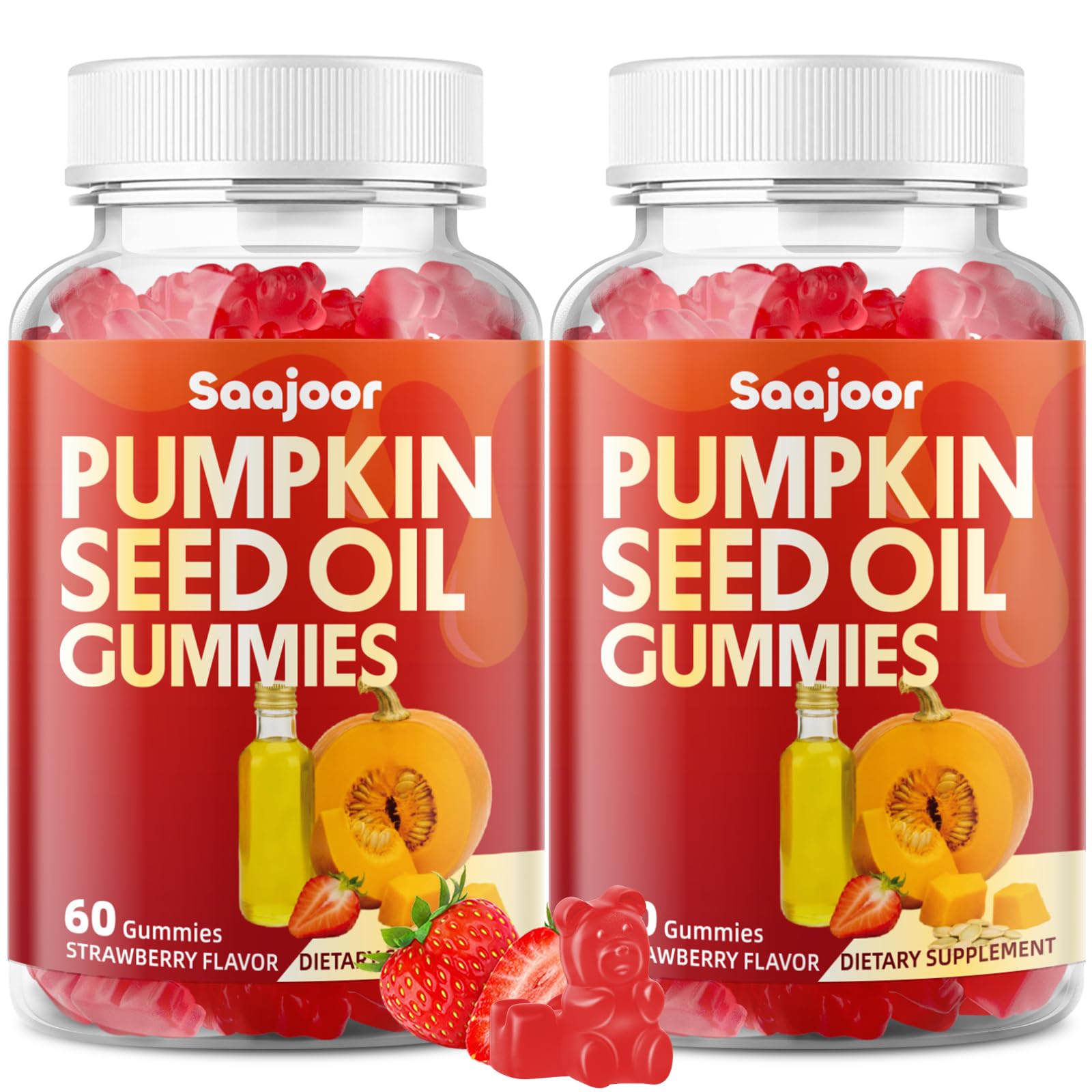 Saajoor Organic Pumpkin Seed Oil Gummies front view with packaging