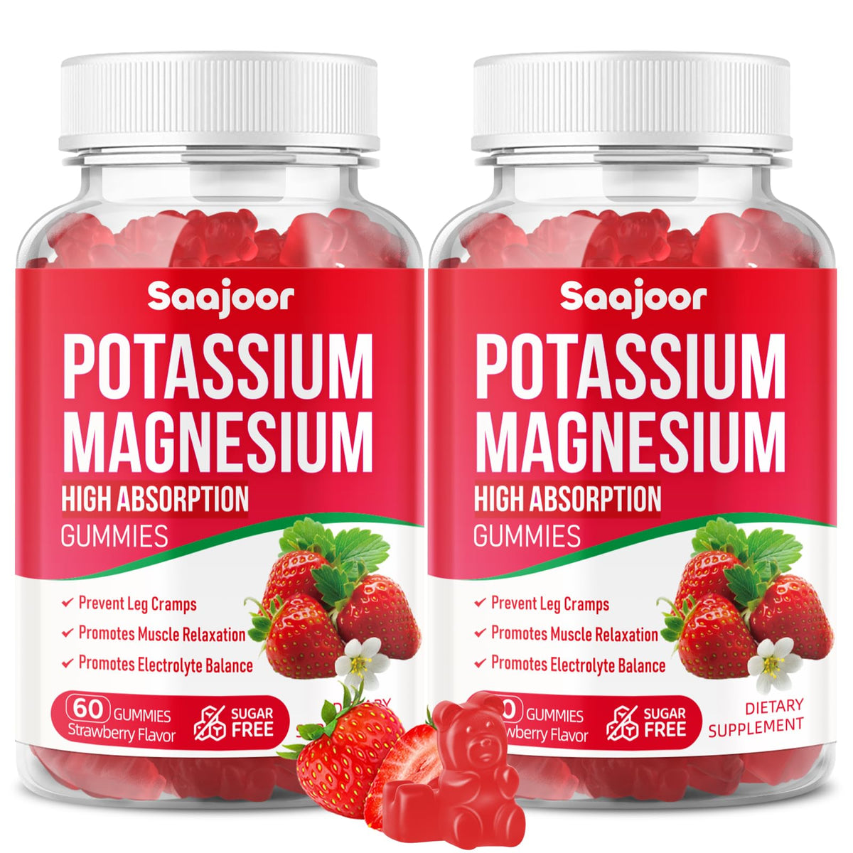 Saajoor Potassium Magnesium Gummies bottle front view