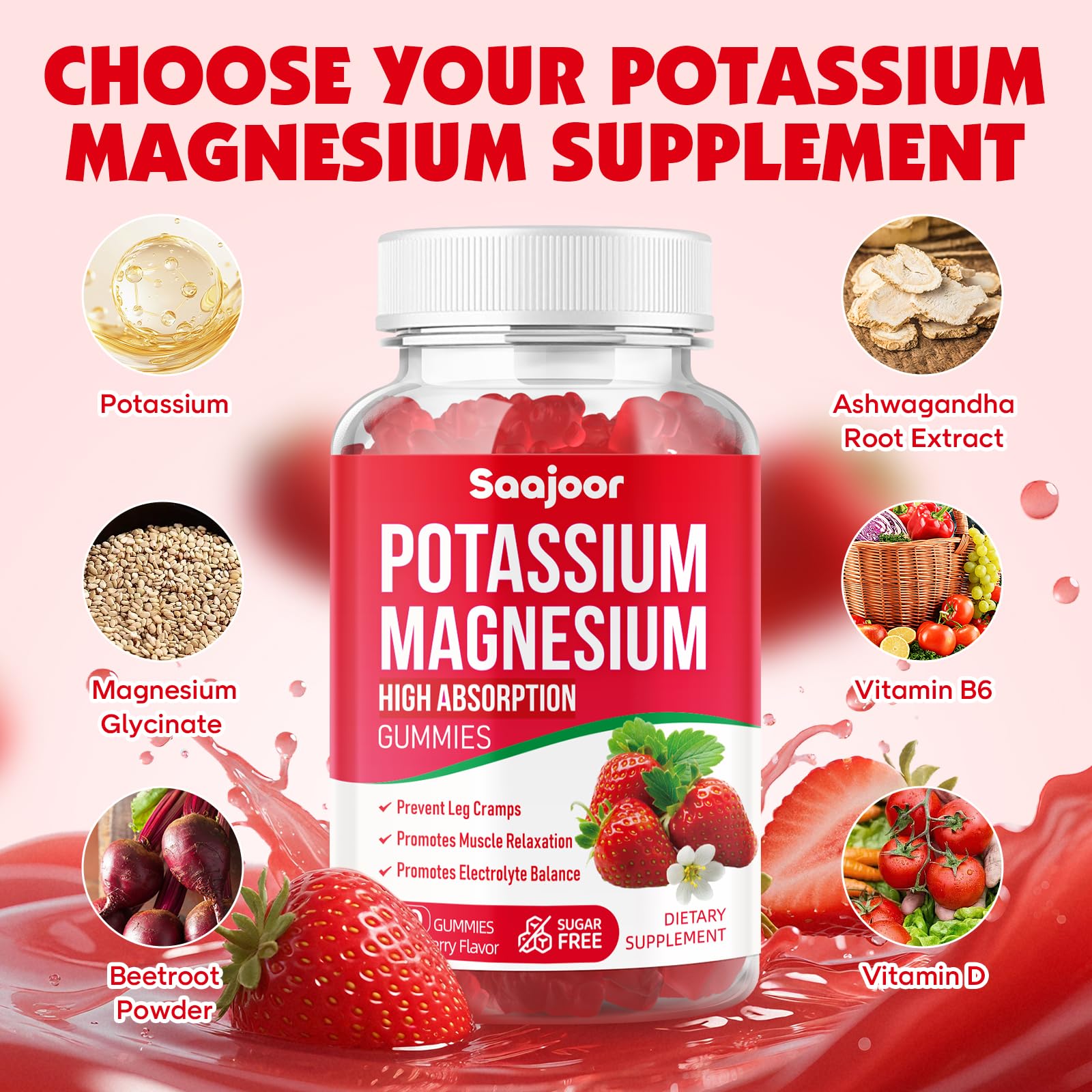 Saajoor Potassium Magnesium Gummies ingredients list