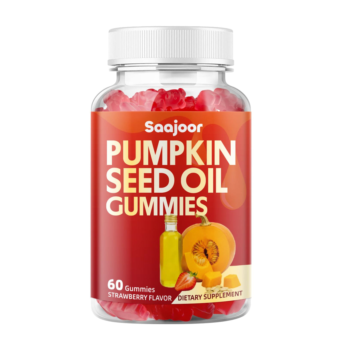 Saajoor Pumpkin Seed Oil Gummies front view with packaging