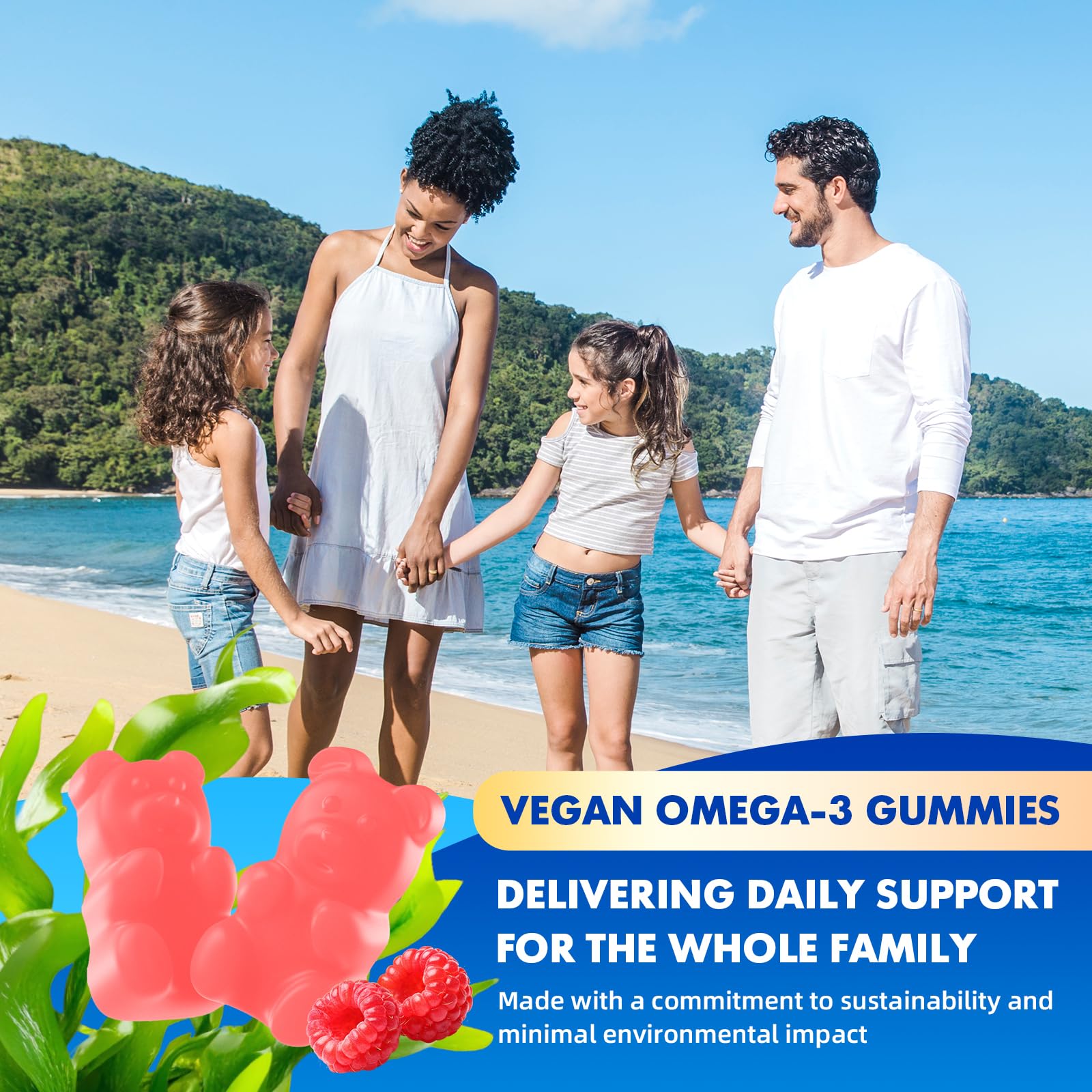 Saajoor Vegan Omega-3 Gummies with a fresh orange