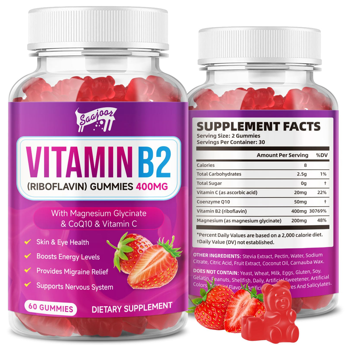 Saajoor Vitamin B2 Gummies front view packaging