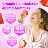 Saajoor Vitamin B2 Gummies with a hand holding a gummy