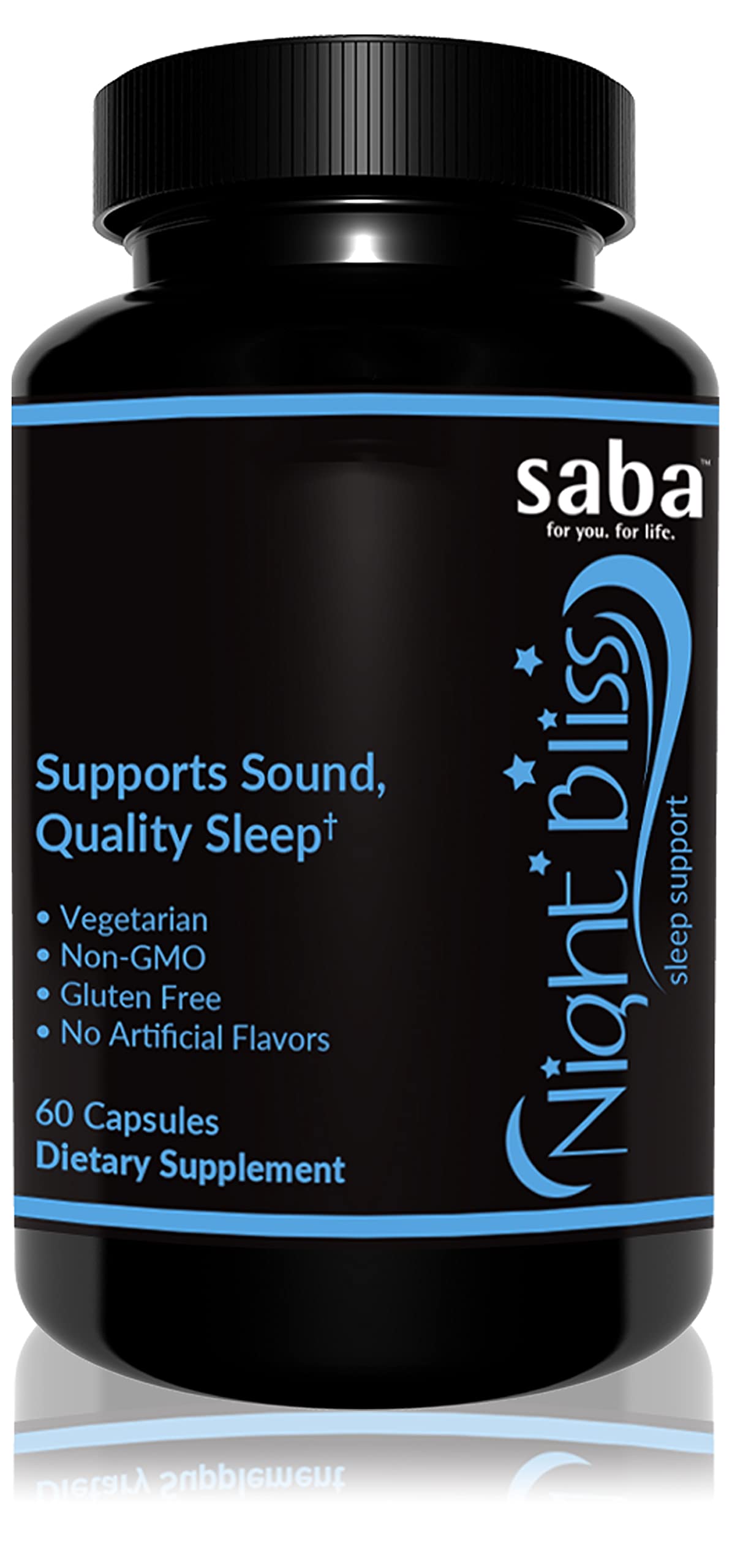 Saba Night Bliss Natural Sleep Aid 60 Vegan Capsules front view