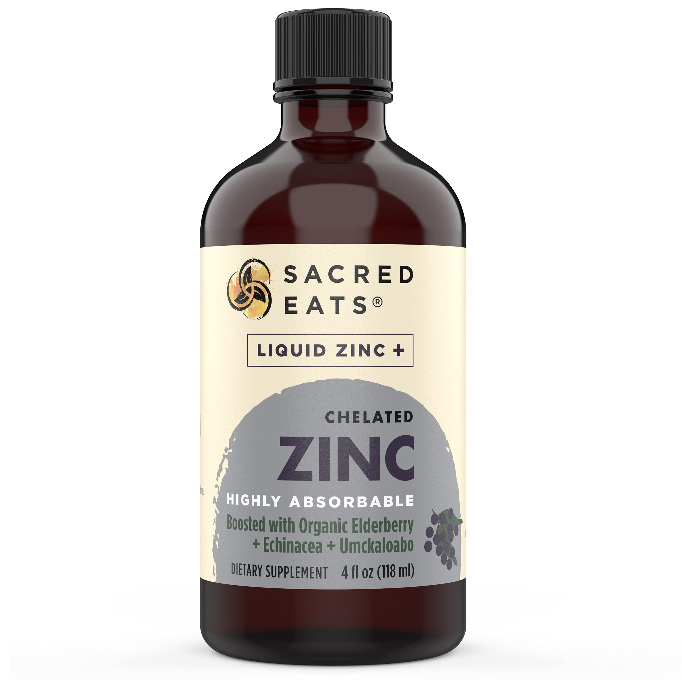 Sacred Eats Zinc Liquid 259g bottle side view