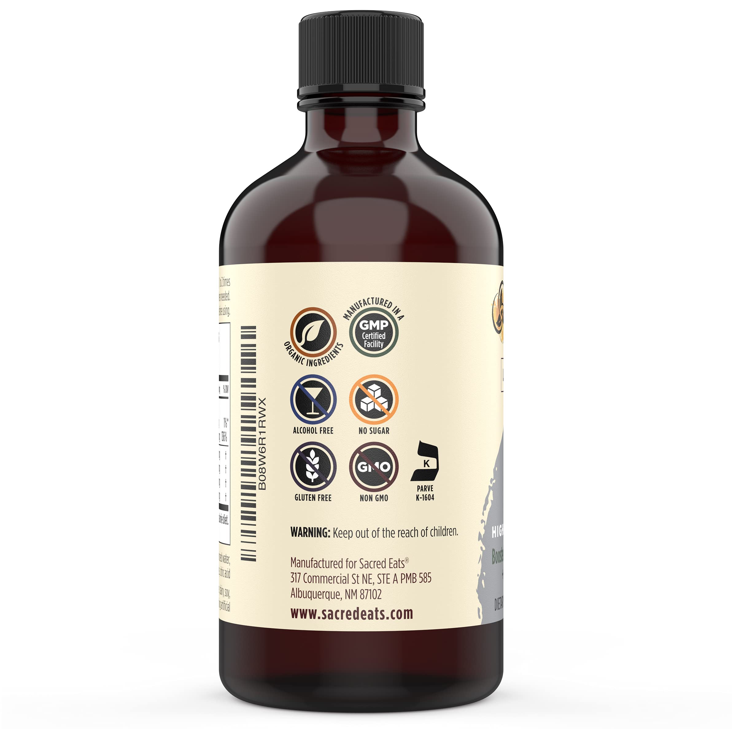 Sacred Eats Zinc Liquid 259g lifestyle shot with spoon