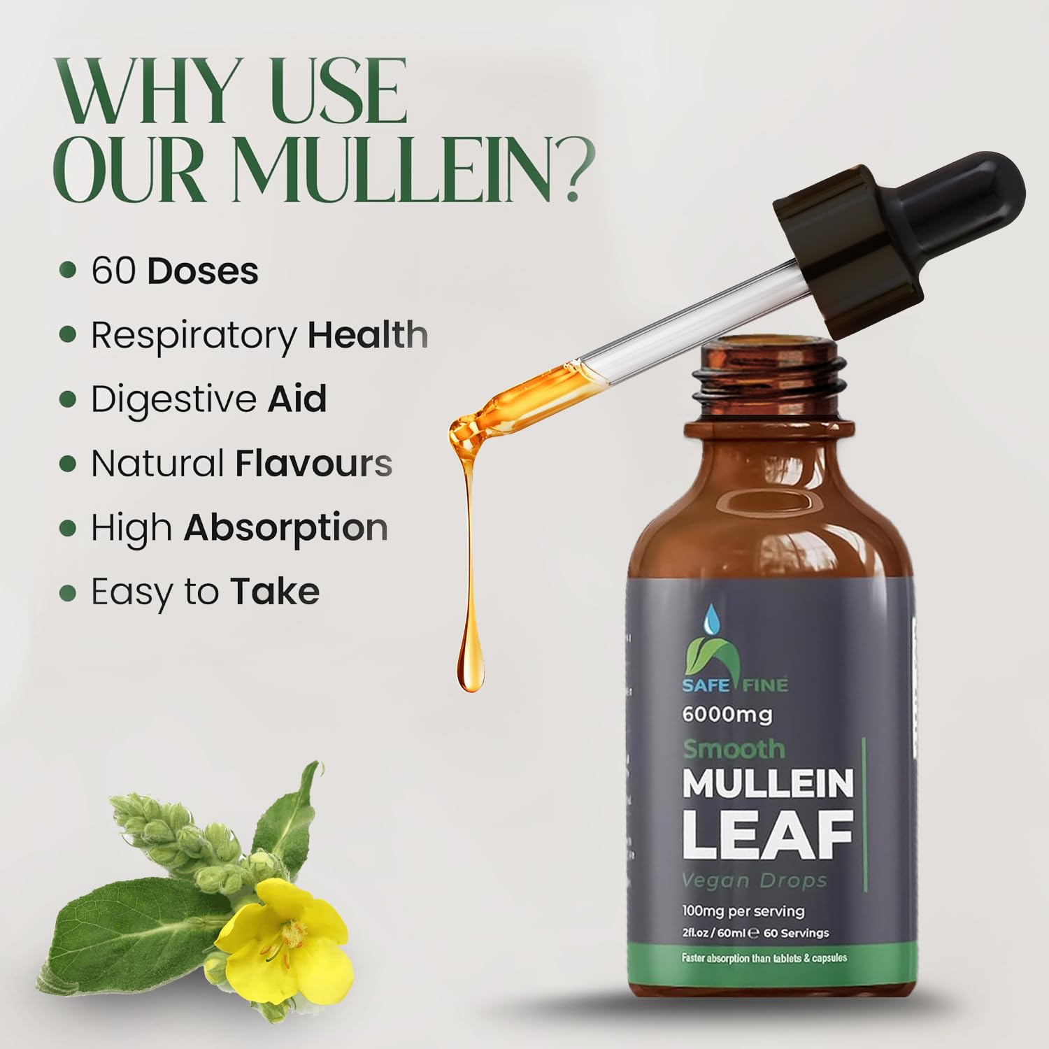safefine Mullein Leaf Extract Drops ingredients list