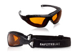 SafetyBlue Deluxe Blackout Sleep Glasses amber lens front view