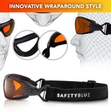 SafetyBlue Deluxe Blackout Sleep Glasses close-up detail