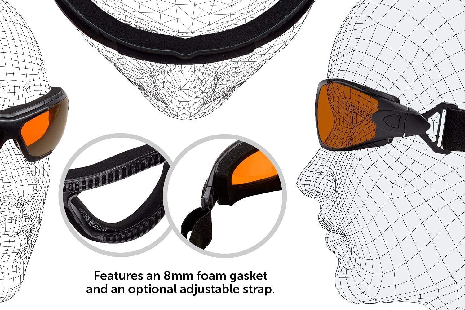 SafetyBlue Deluxe Blackout Sleep Glasses on a table