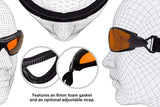 SafetyBlue Deluxe Blackout Sleep Glasses on a table