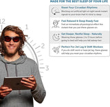 SafetyBlue Red Light Blocking Glasses packaging display