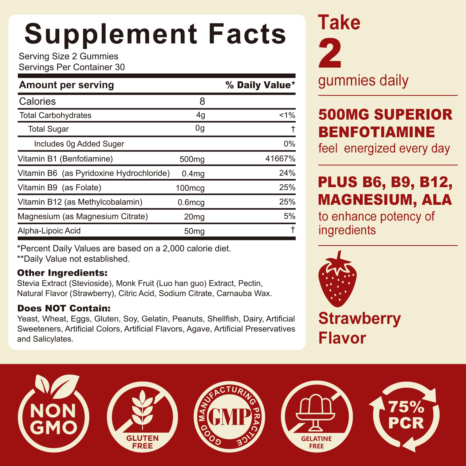 Safgumjel Vitamin B1 Gummies packaging side view
