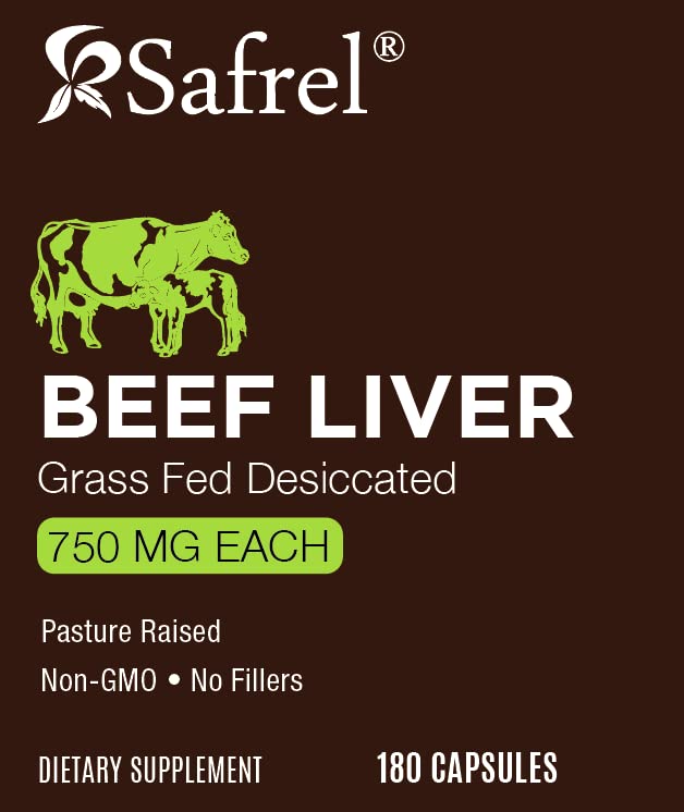Safrel Beef Liver Capsules back view with ingredient list