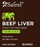 Safrel Beef Liver Capsules back view with ingredient list
