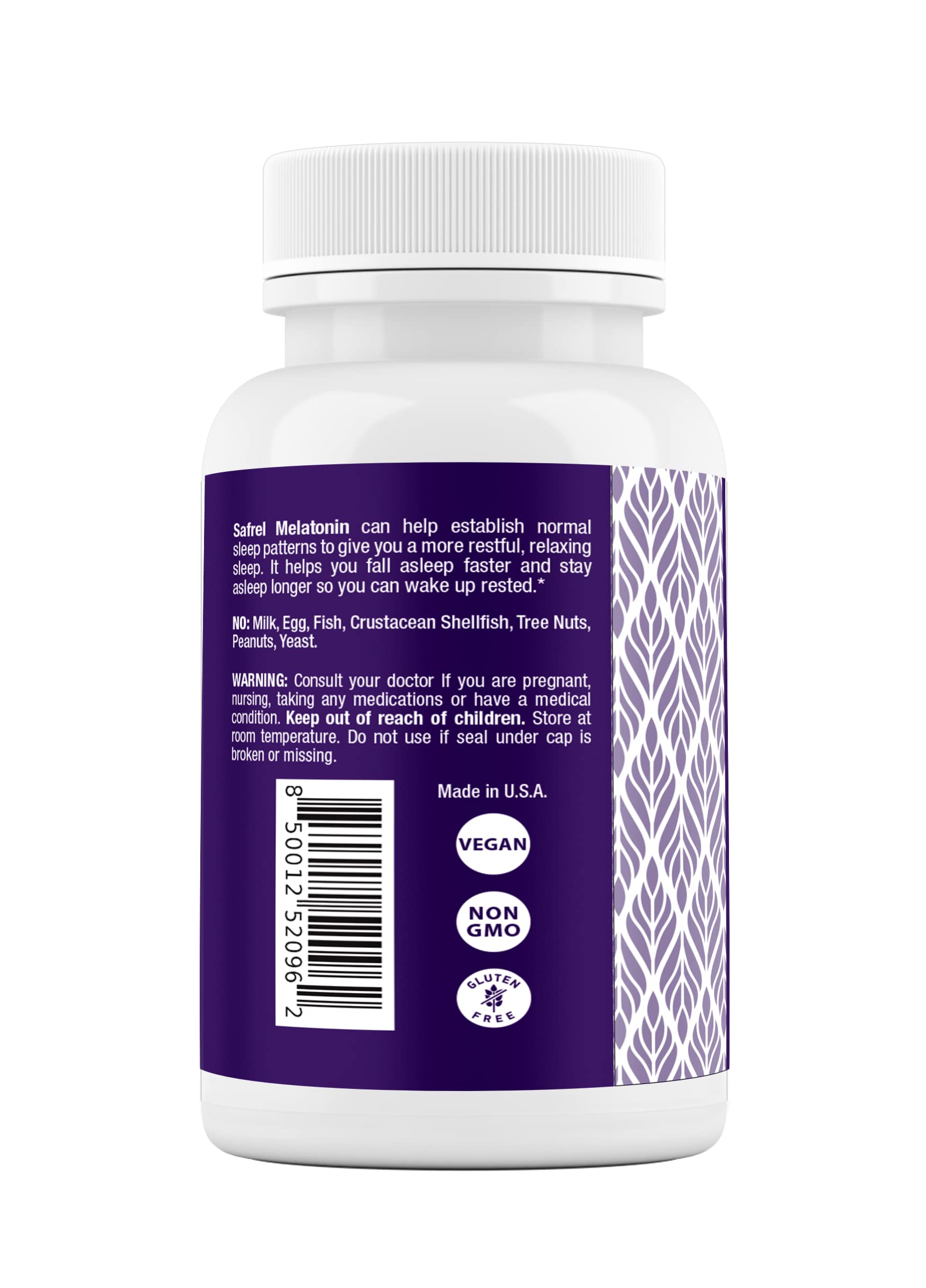 Safrel Melatonin 30mg bottle with 120 tablets