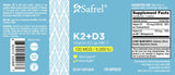 Safrel Vitamin D3 & K2 capsules with a measuring spoon