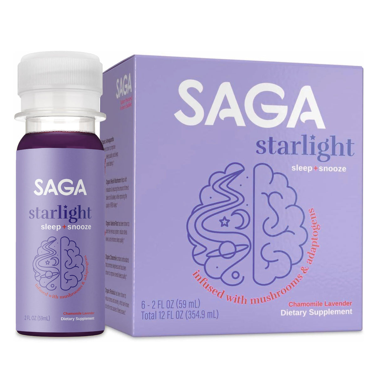 SAGA Organic Sleep Aid 2oz travel shot front view