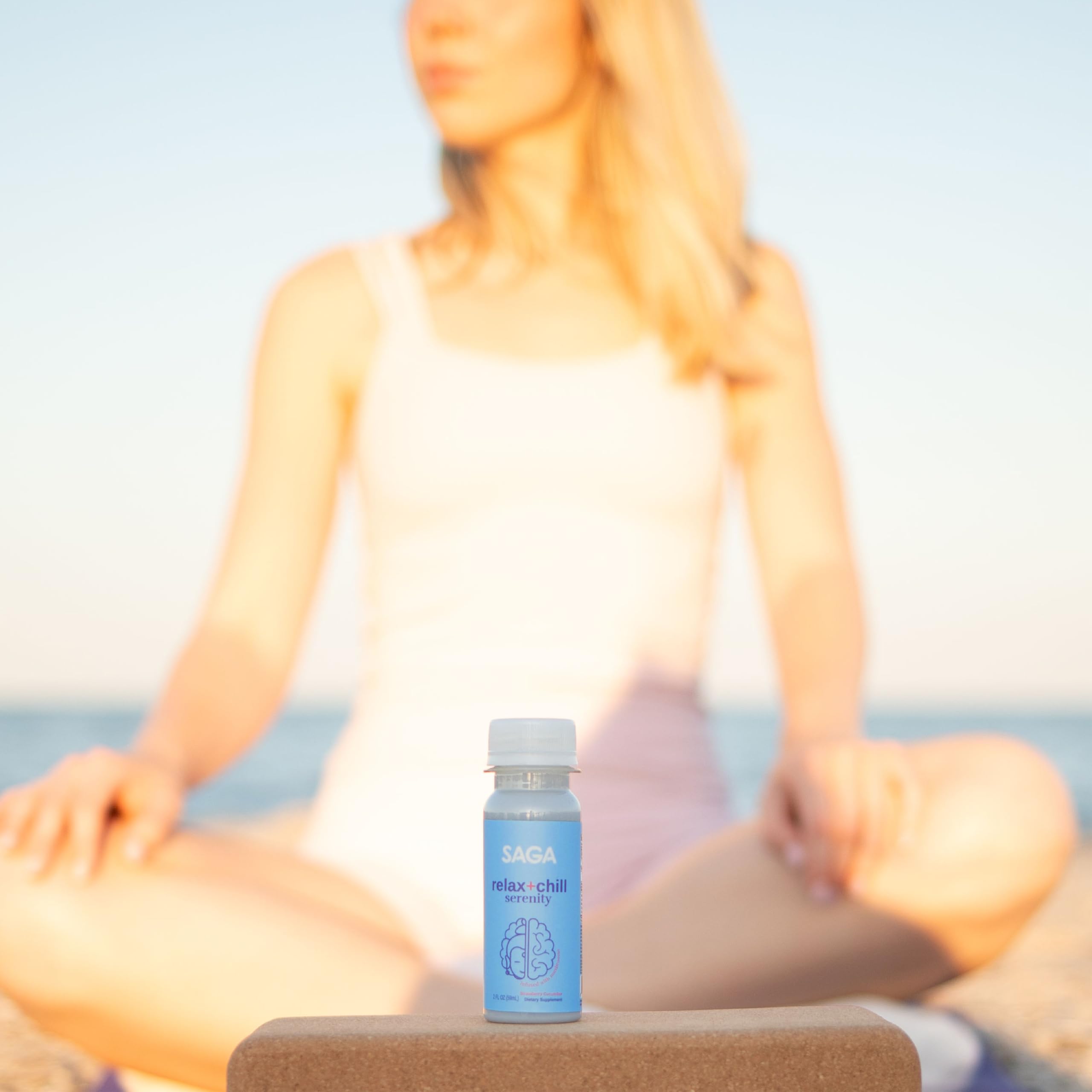SAGA Serenity daily wellness Shots bottle side view