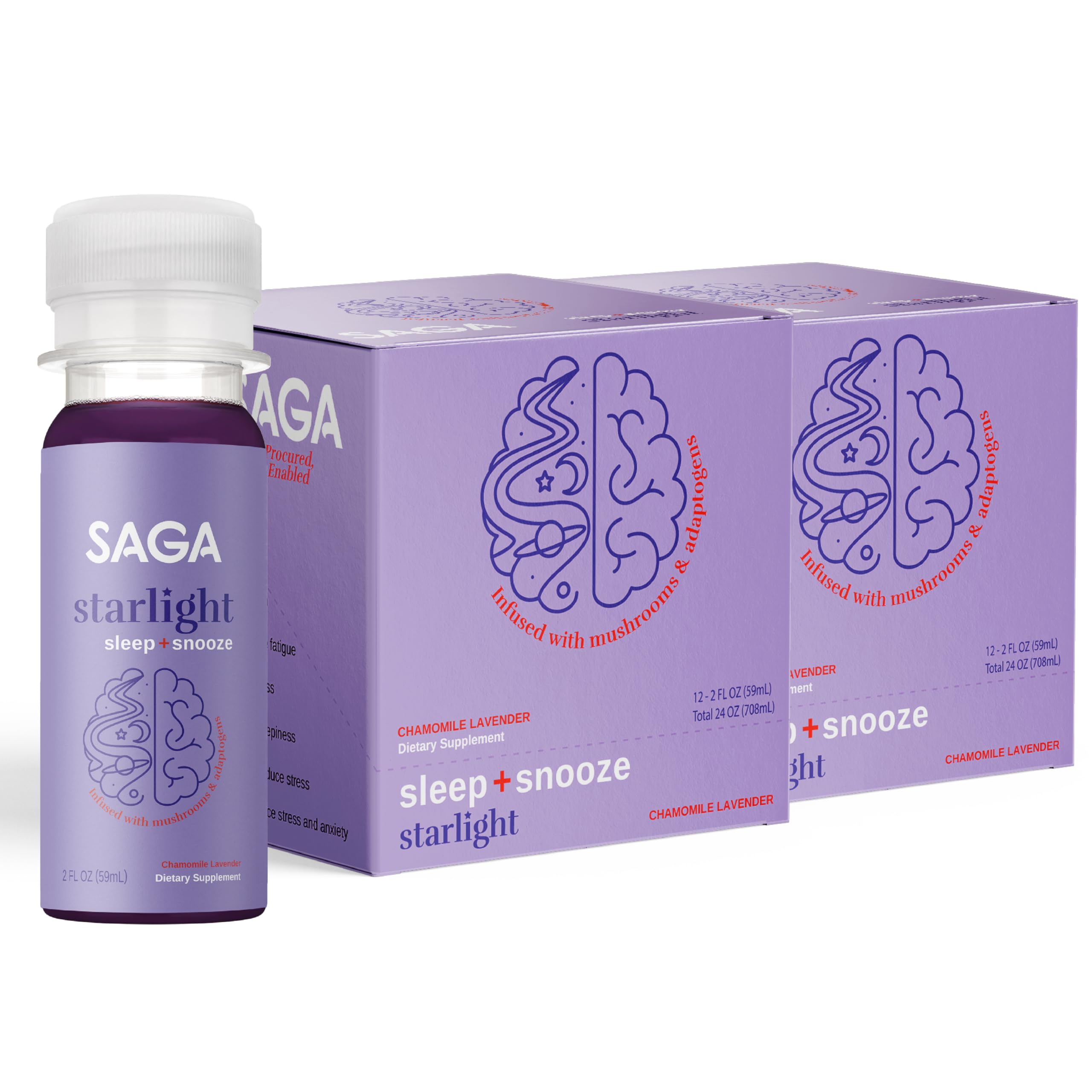 SAGA Starlight Organic Sleep Shot 2oz bottle front view