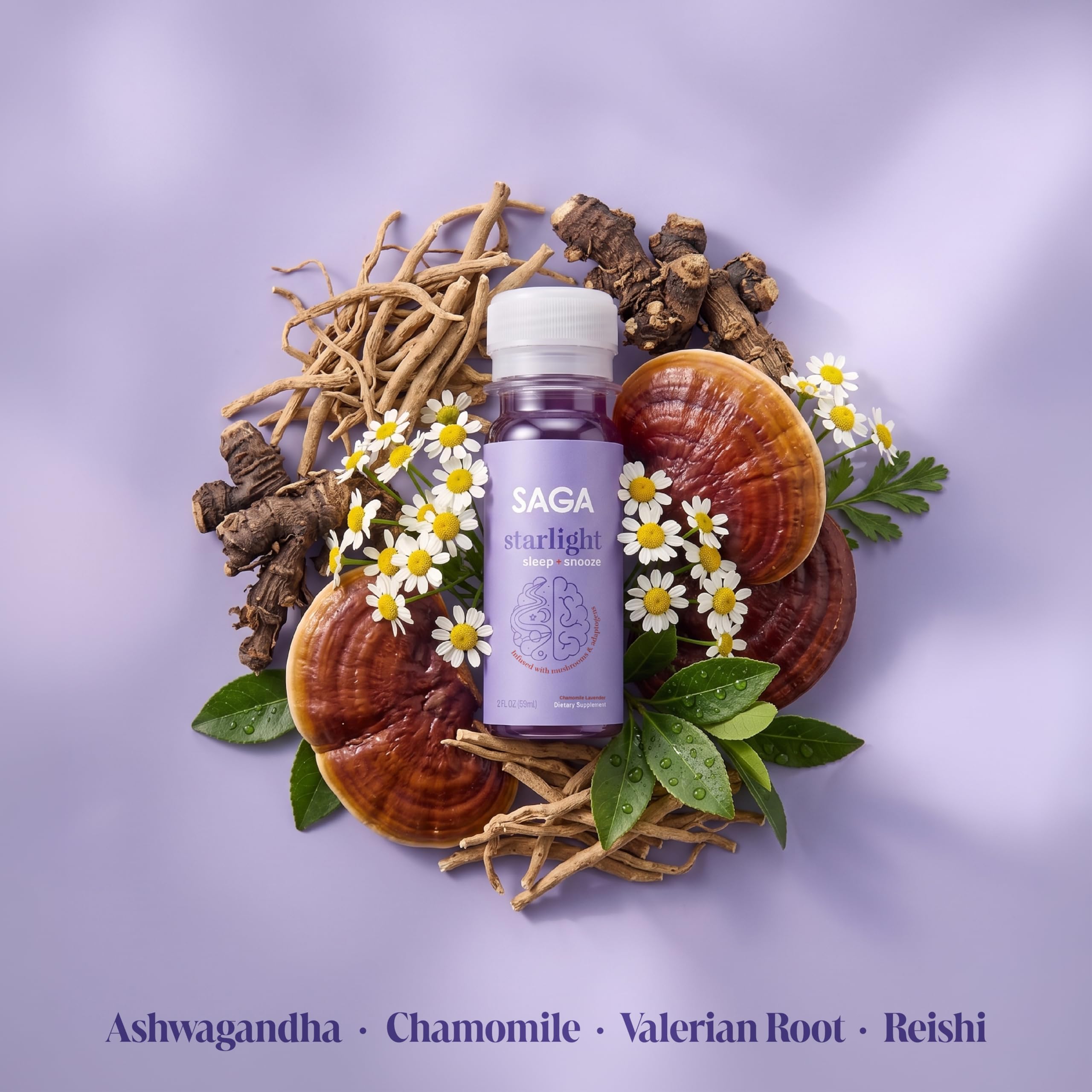 SAGA Starlight Organic Sleep Shots bottle side view