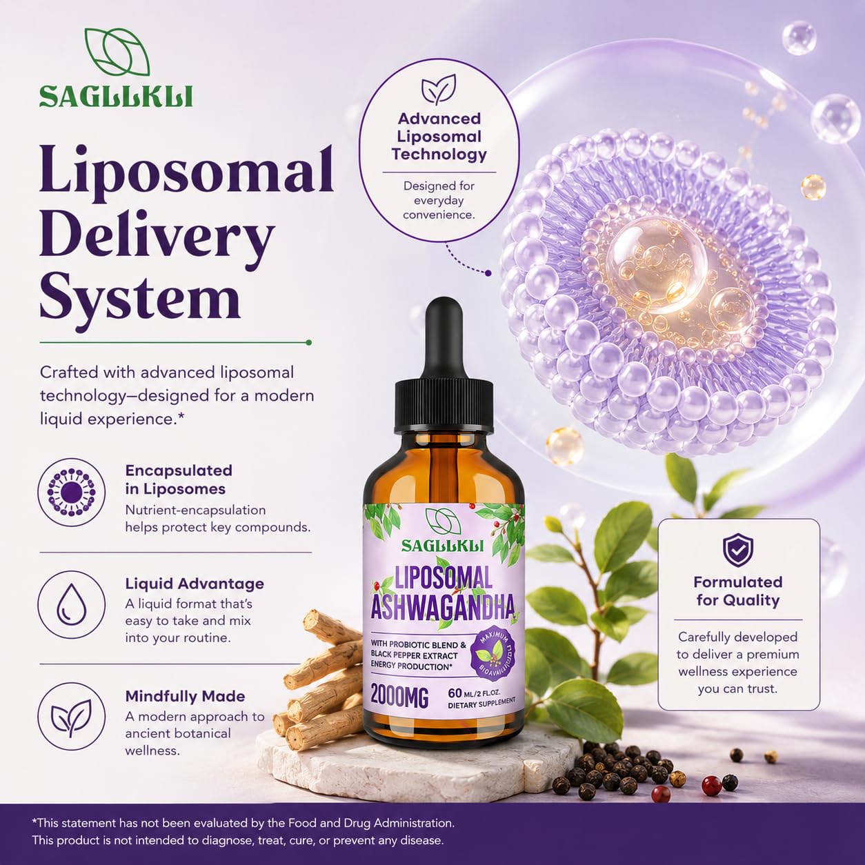Sagllkli Ashwagandha Liquid Drops packaging