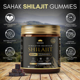 SAHAK Shilajit Gummies on a wooden table