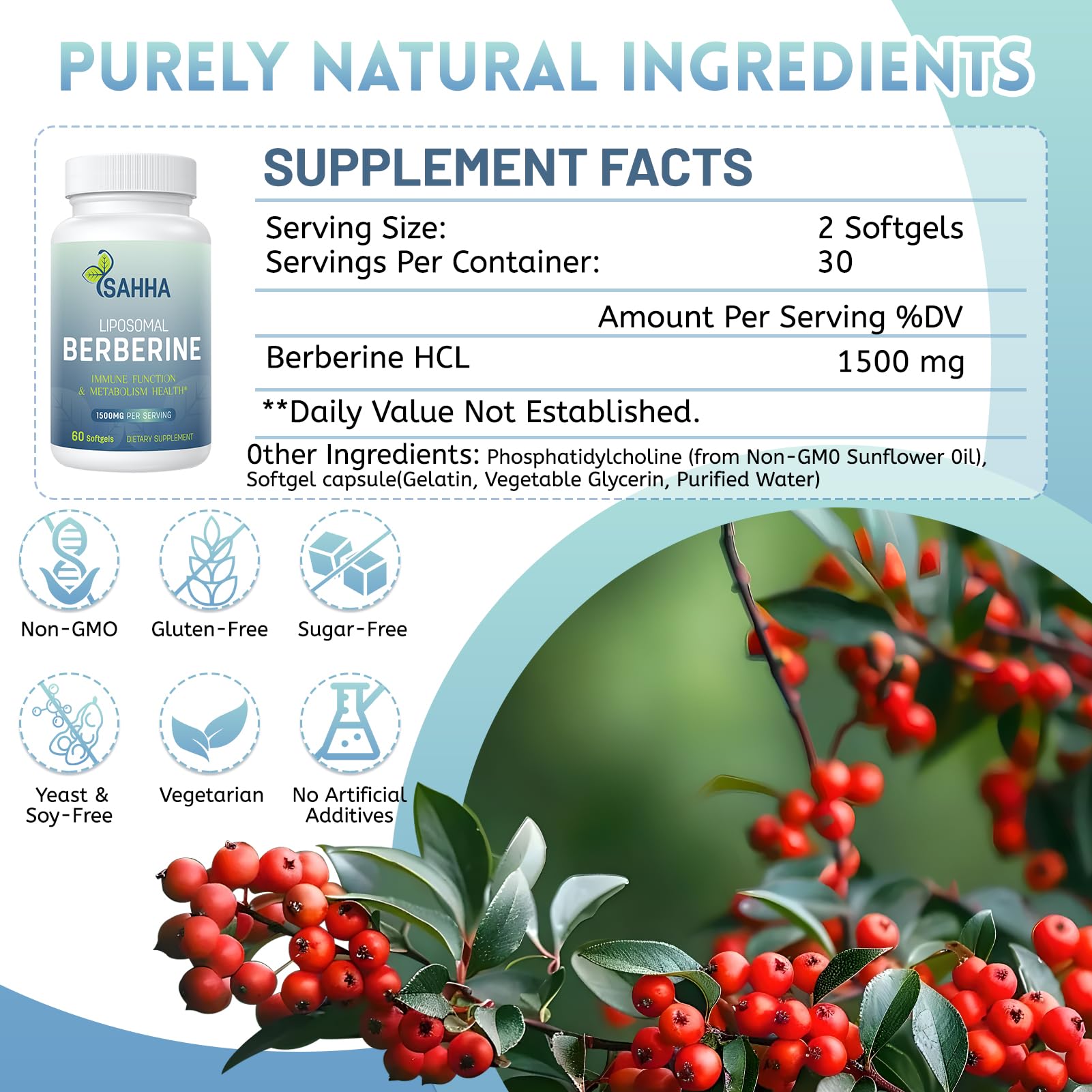 Sahha Liposomal Berberine supplement with liposomal technology