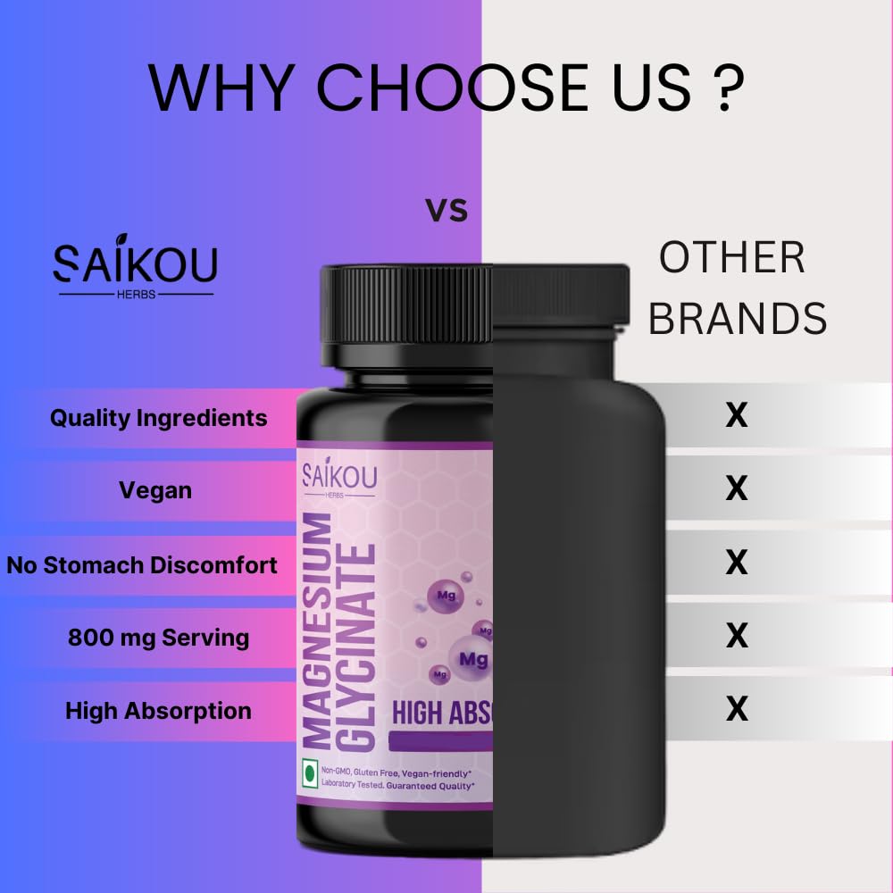 SAIKOU HERBS Magnesium Glycinate 800mg capsules packaging
