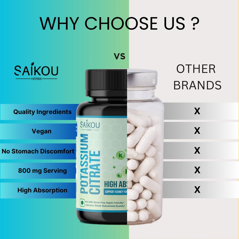 SAIKOU HERBS Potassium Citrate Supplement 181g side view