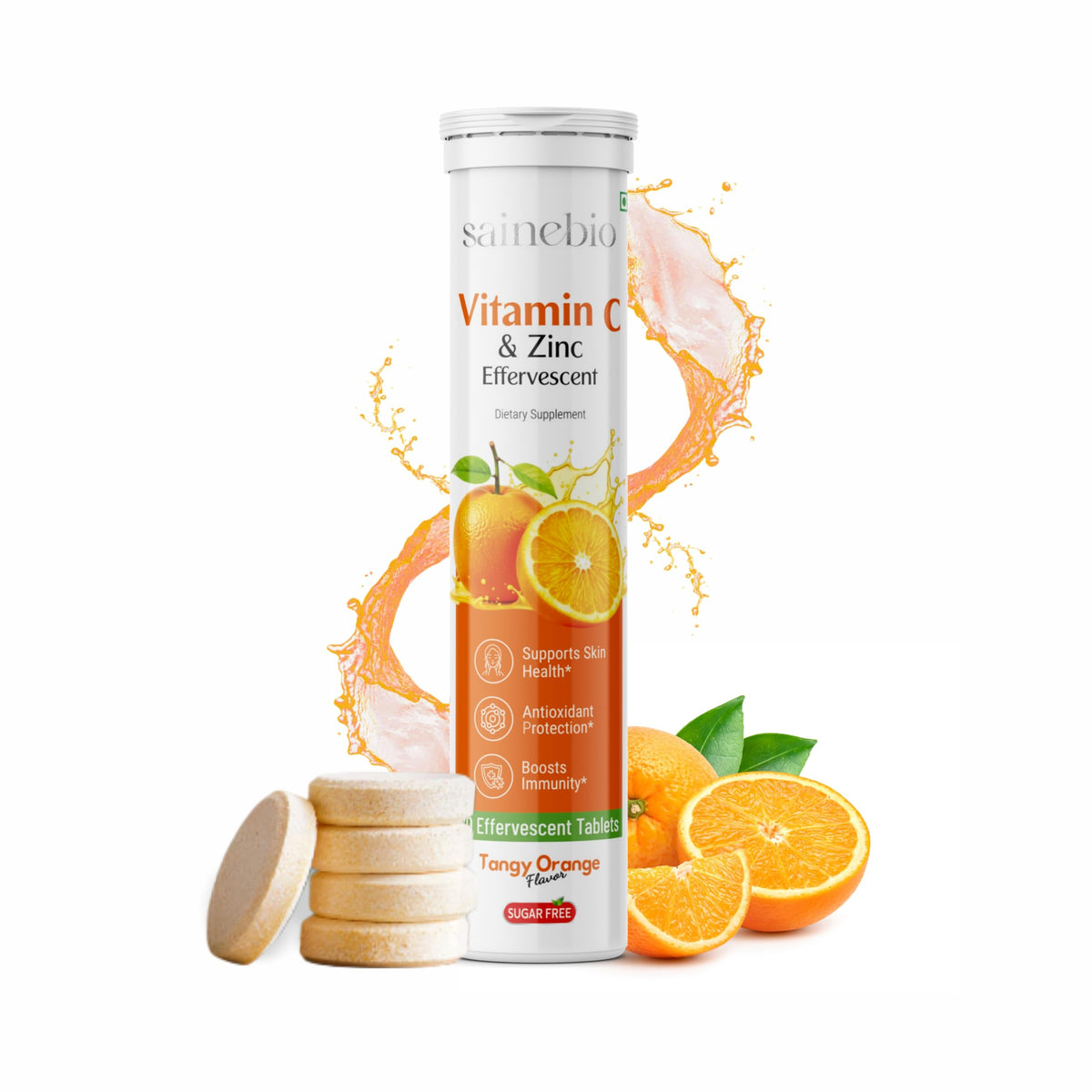 SAINEBIO Vitamin C Effervescent Tablets front view packaging