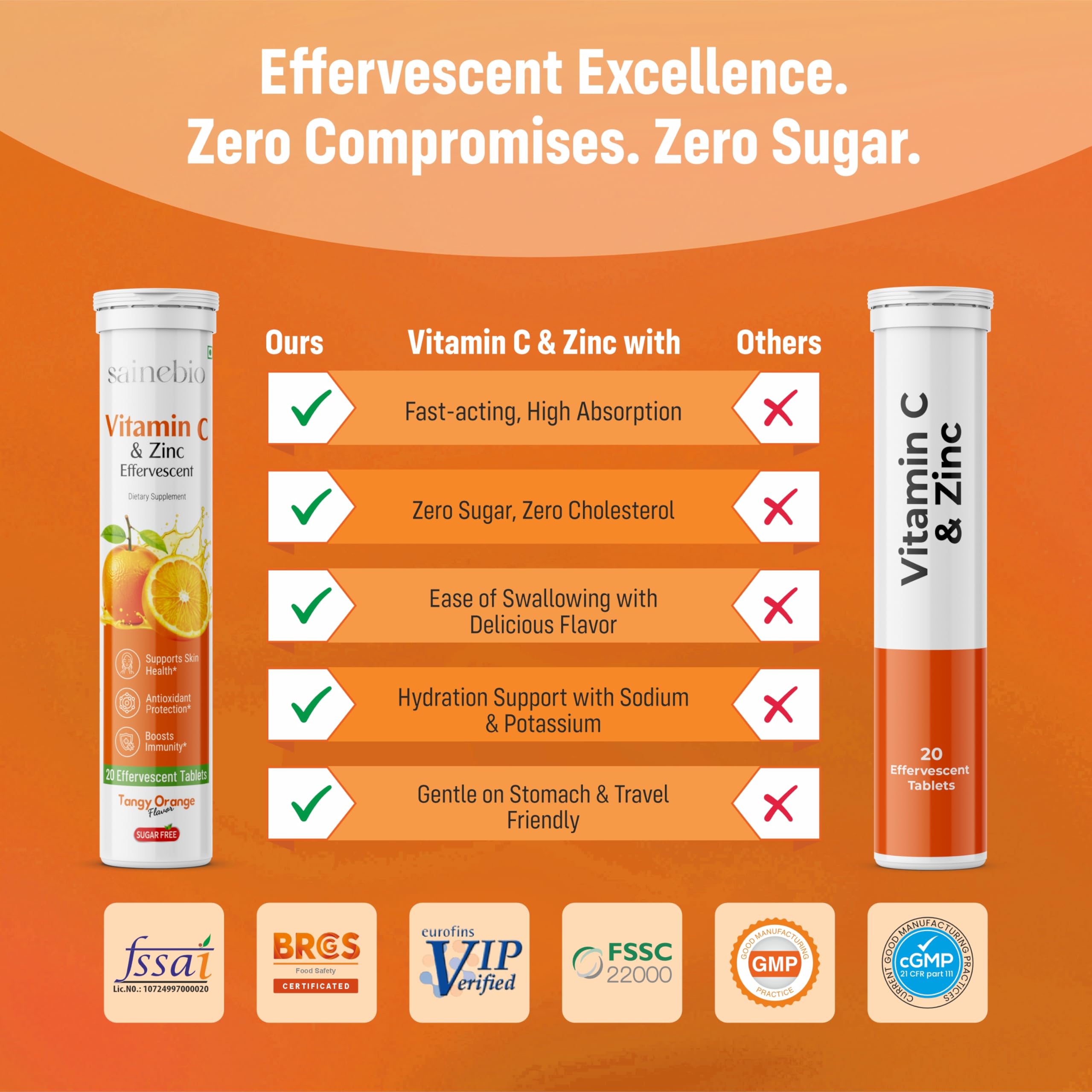 SAINEBIO Vitamin C Effervescent Tablets ingredients list