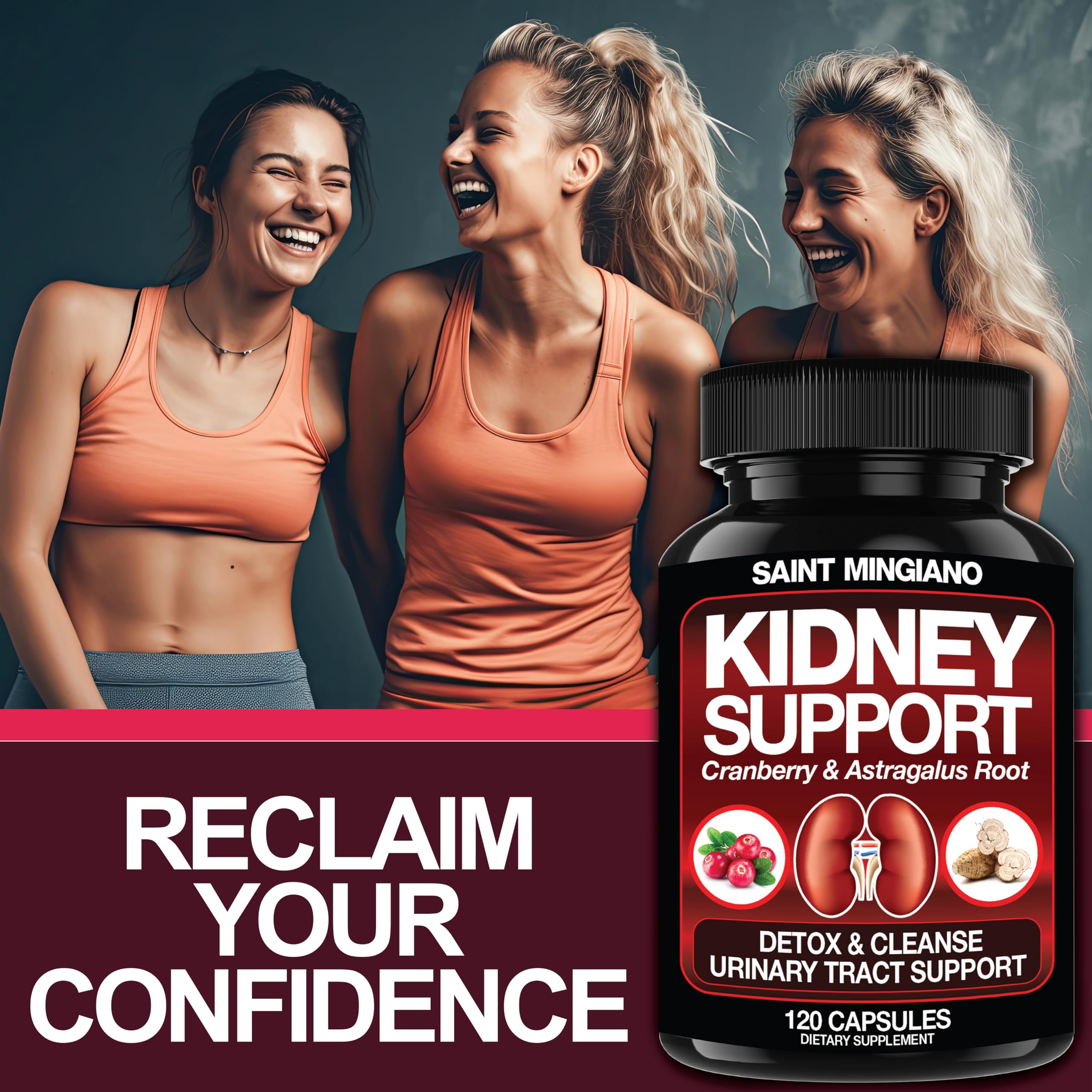 Saint Mingiano Cranberry Kidney Support Capsules side view