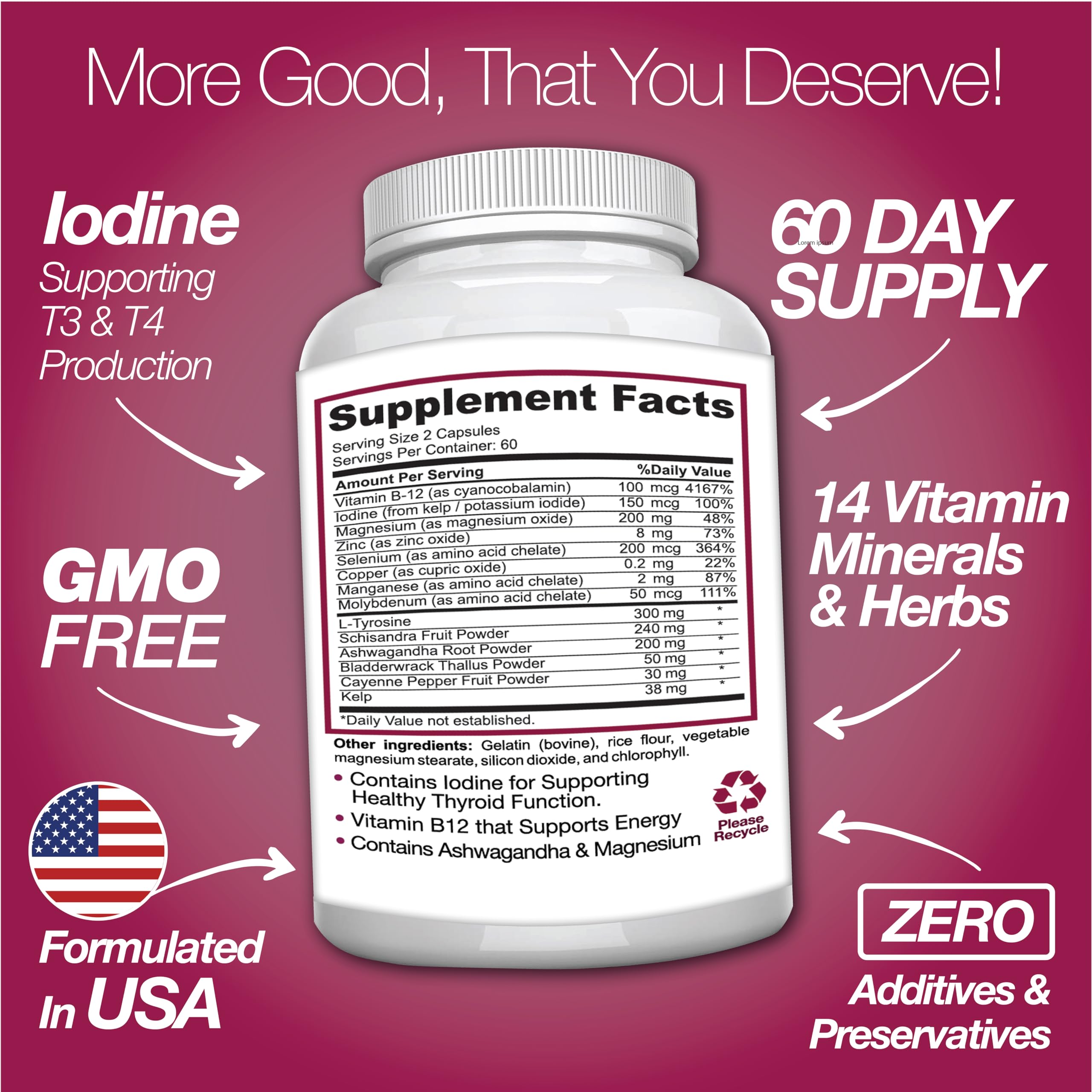 Saint Mingiano Thyroid Support Supplement ingredients list