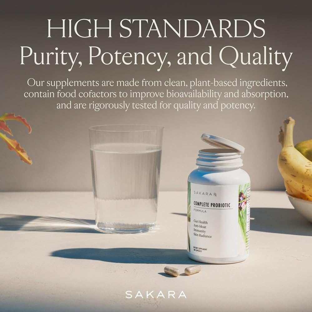 SAKARA Complete Probiotic Formula capsules in a natural setting