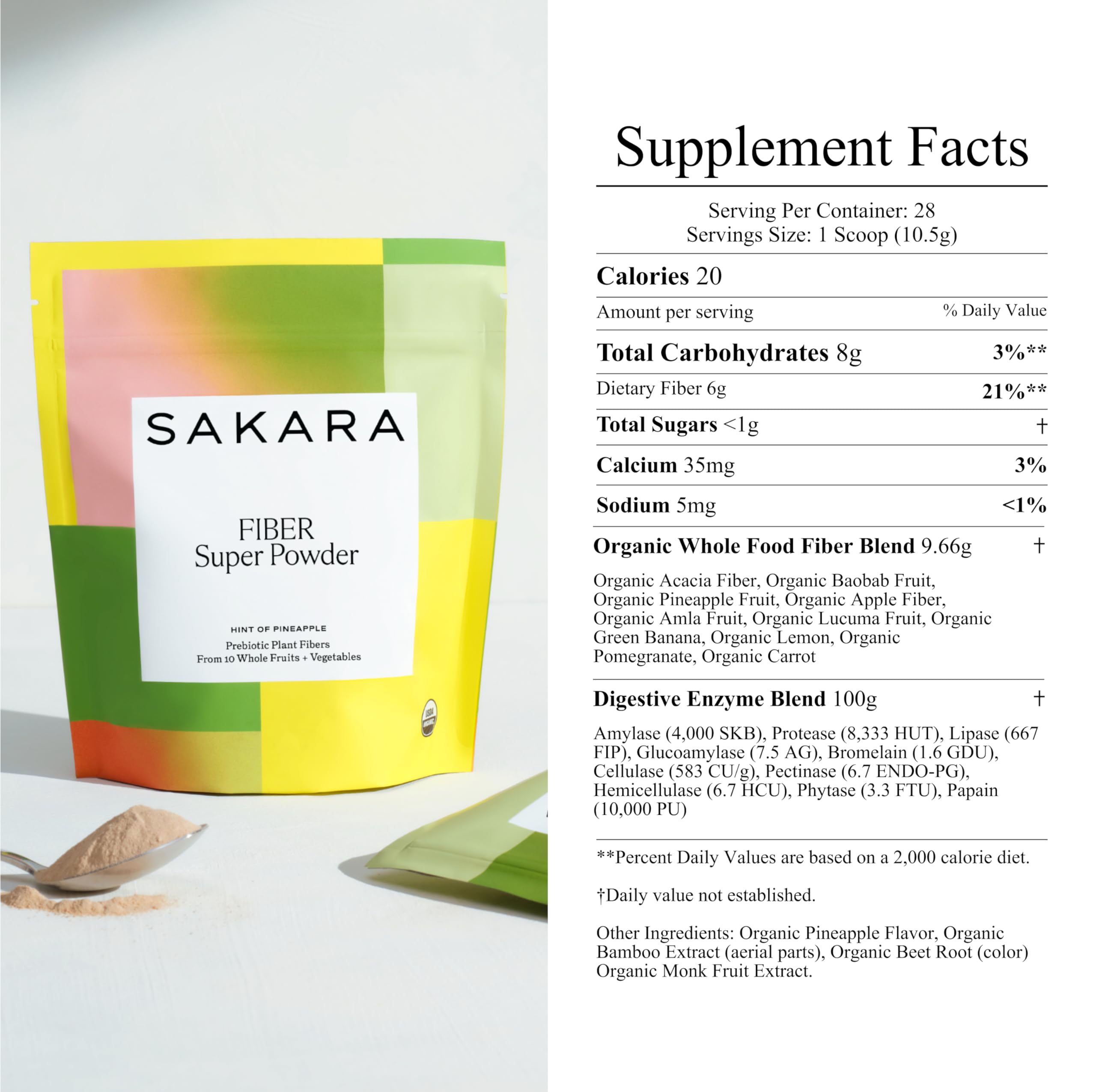 SAKARA Fiber Super Powder side view of packaging