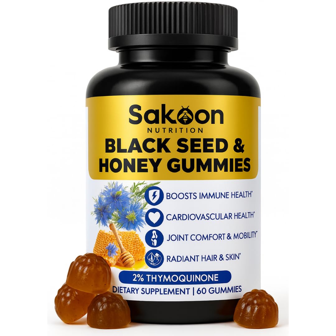 Sakoon Nutrition Black Seed Oil Gummies front view with packaging