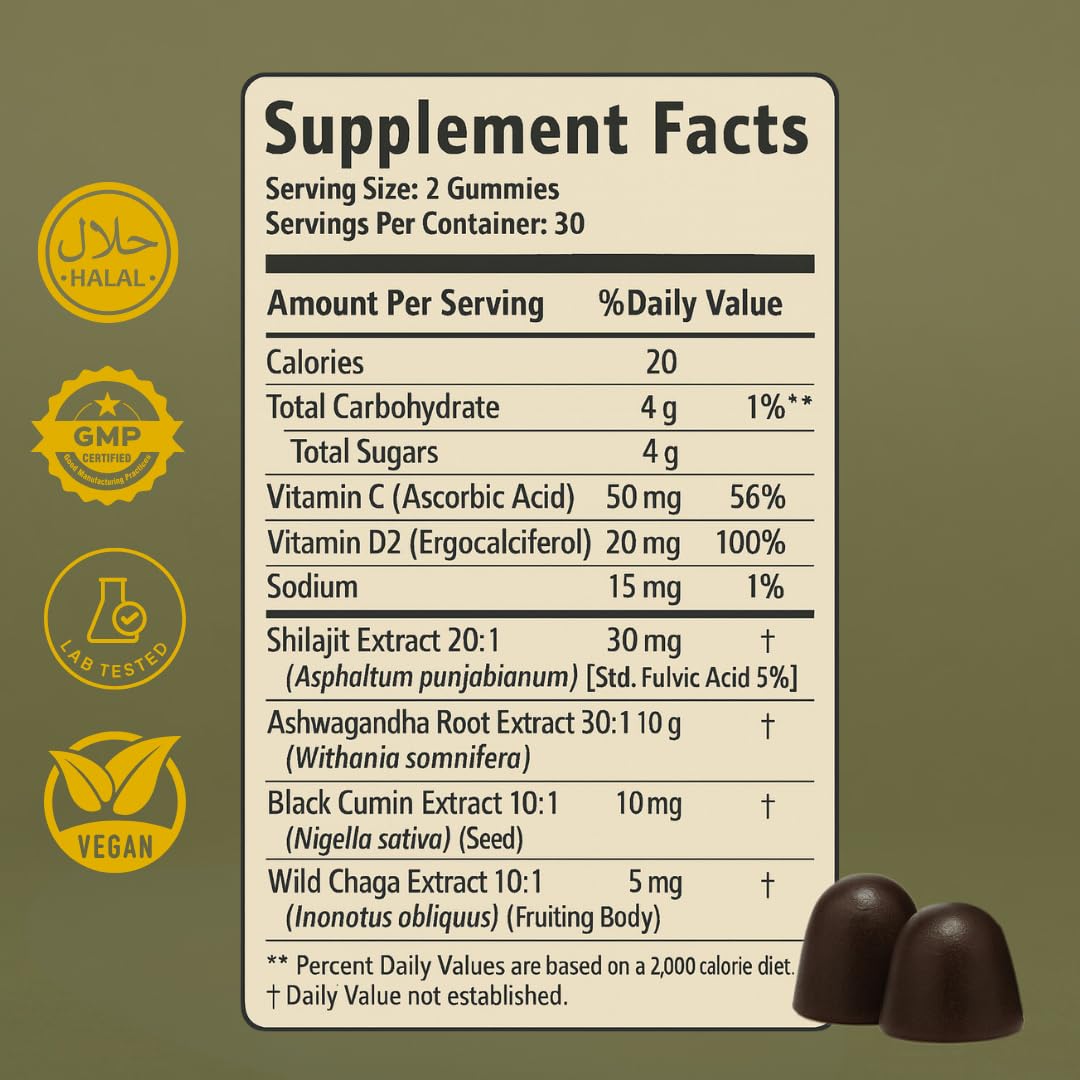 Sakoon Nutrition Himalayan Shilajit Gummies close-up of gummies