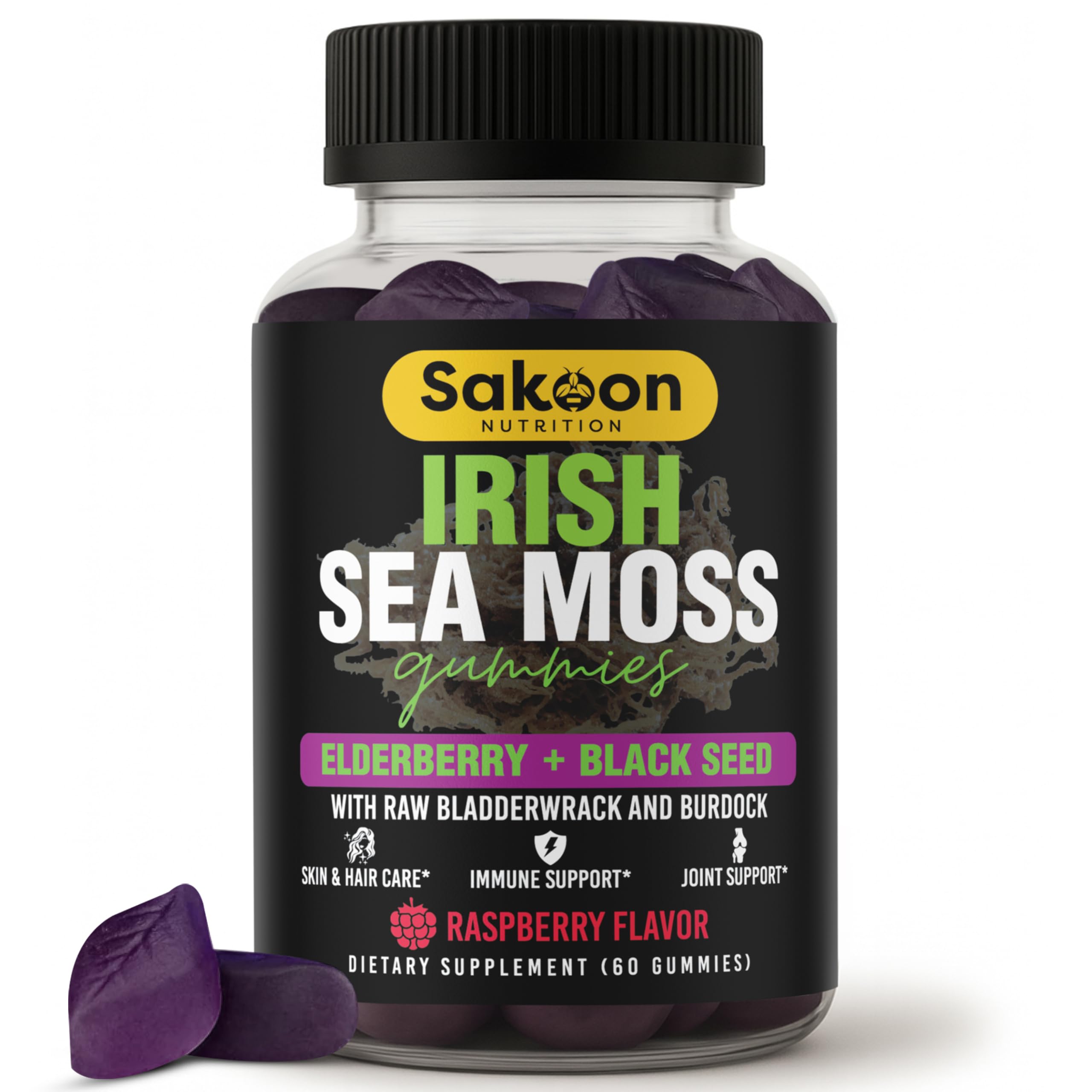 Sakoon Nutrition Irish Sea Moss Gummies bottle front view
