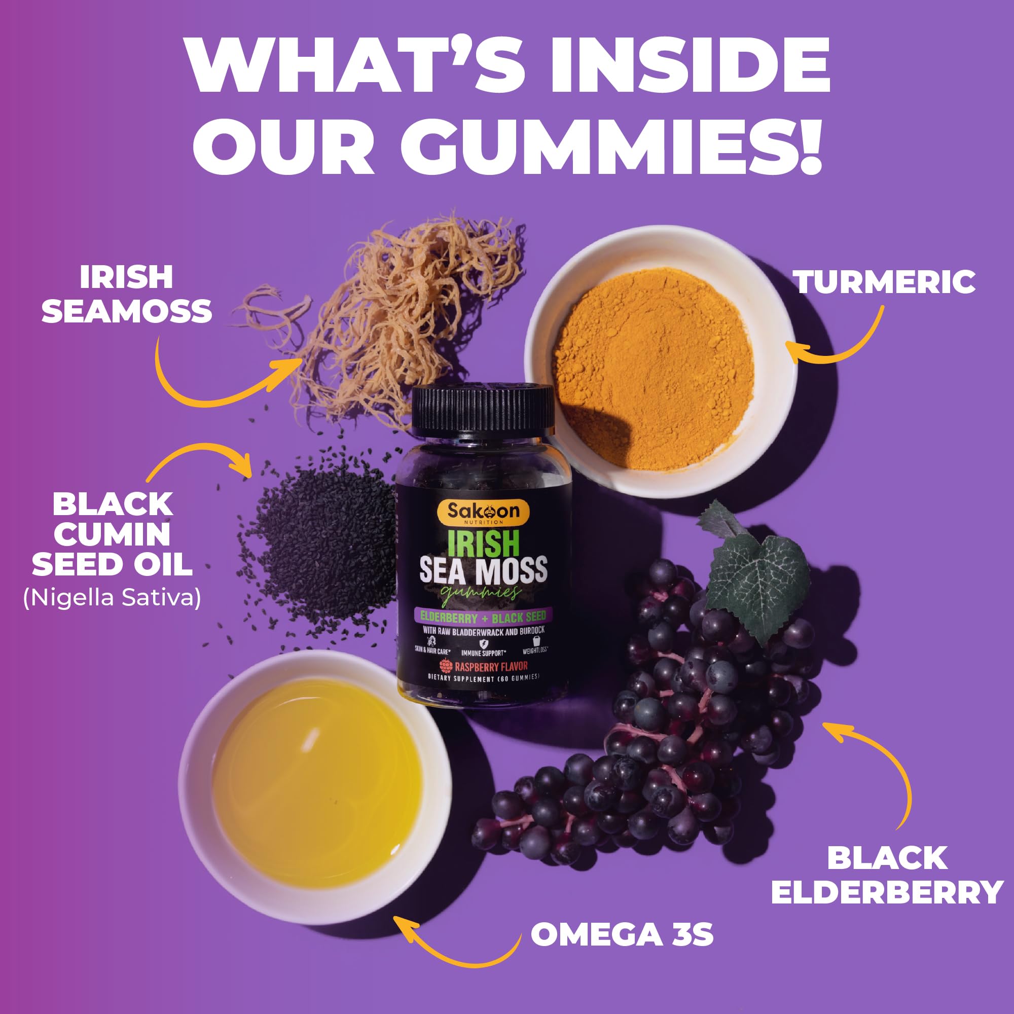 Sakoon Nutrition Irish Sea Moss Gummies with Elderberry