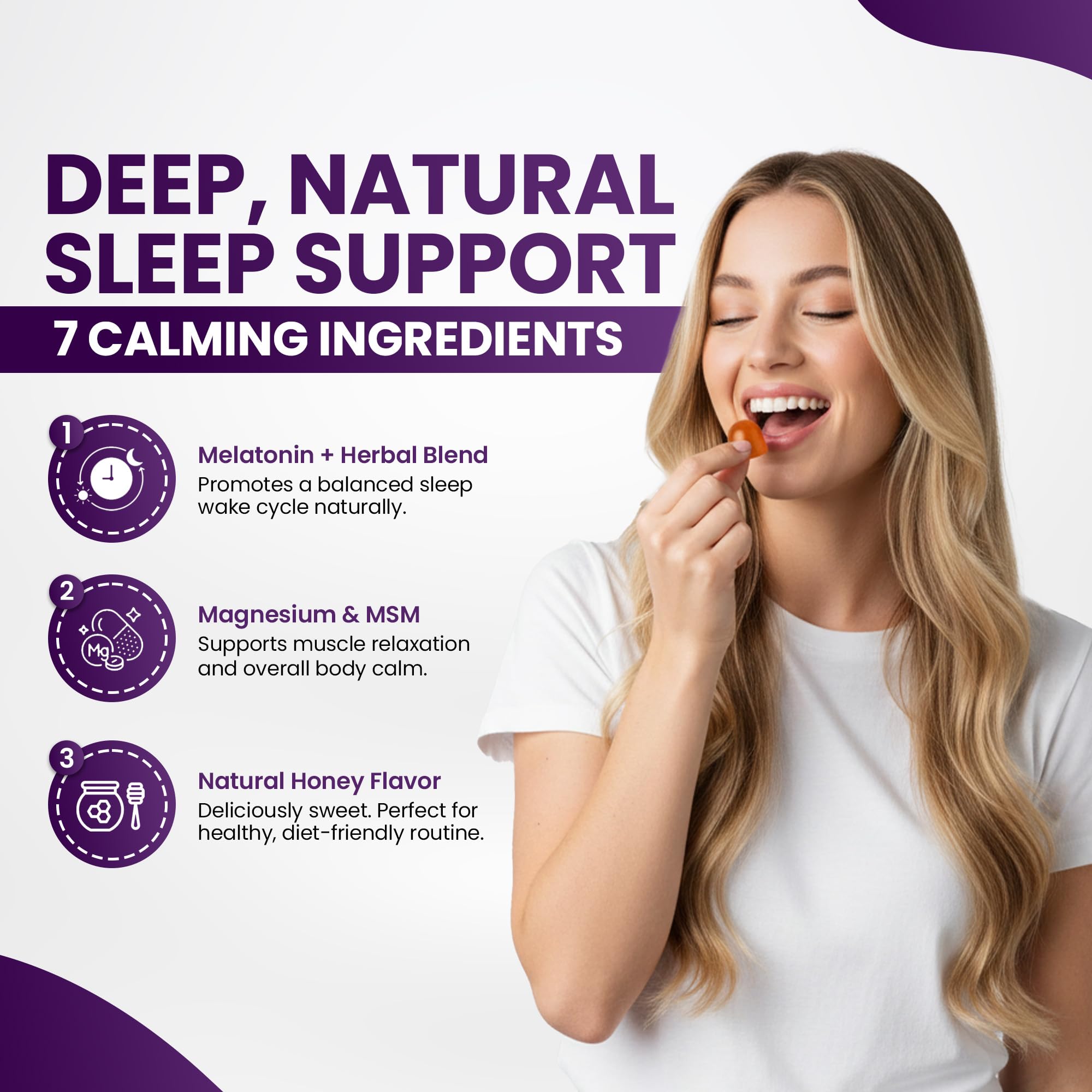 Sakoon Nutrition Melatonin Gummies 10mg close-up of gummies