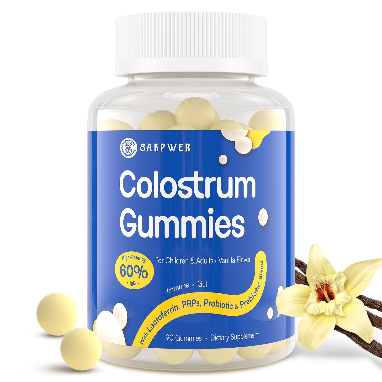 Sakpwer Colostrum Gummies 60% IgG front view
