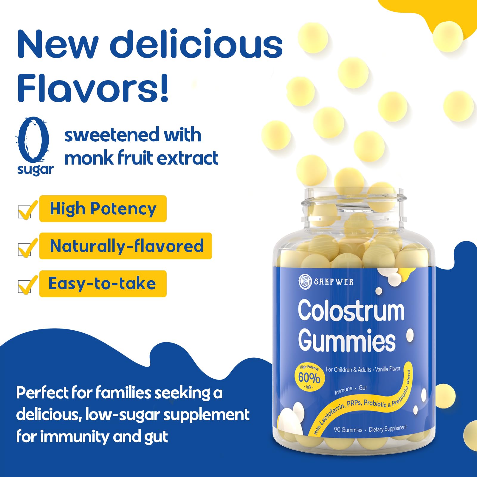 Sakpwer Colostrum Gummies in a bowl