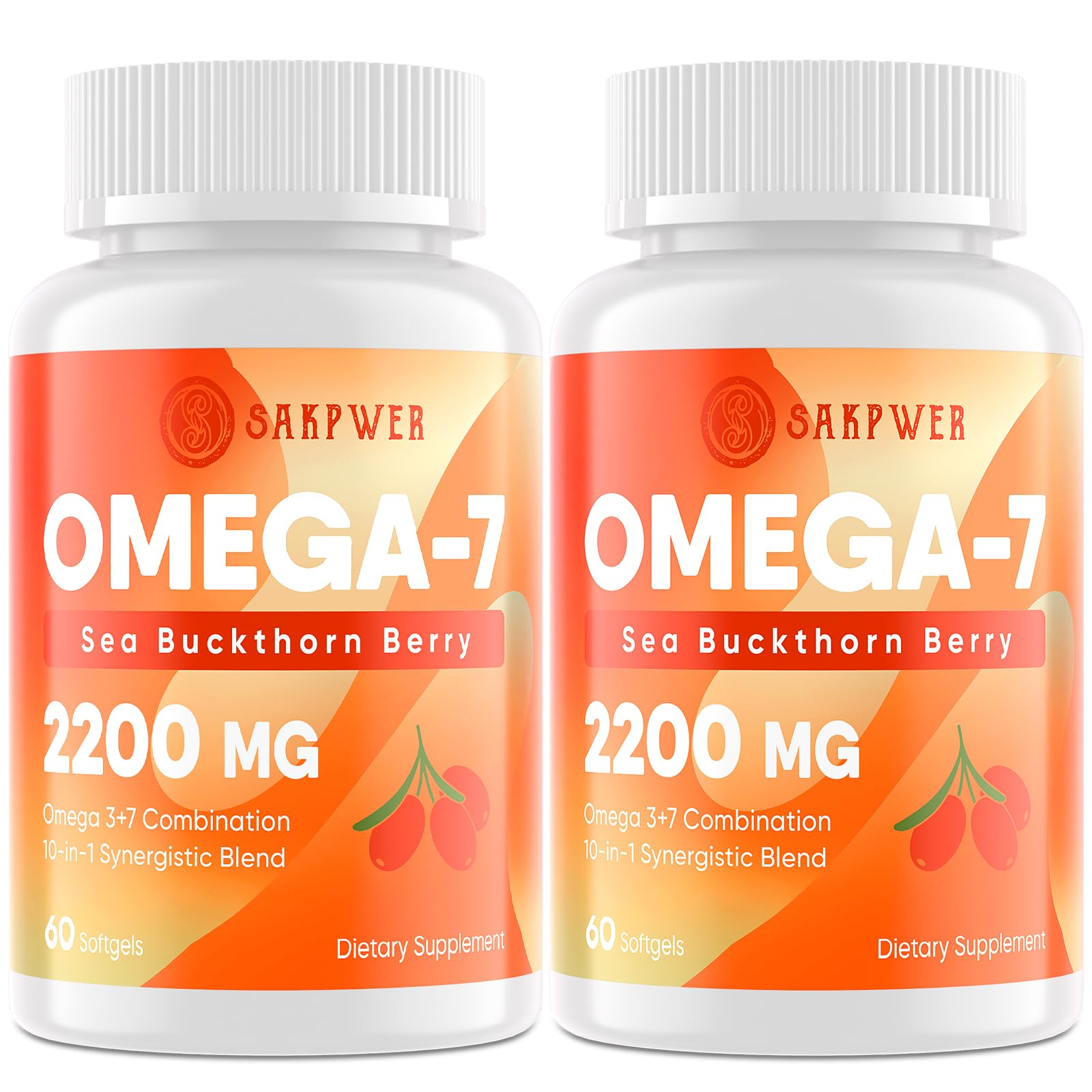 Sakpwer Omega-3 + Sea Buckthorn Oil Supplement softgel front view