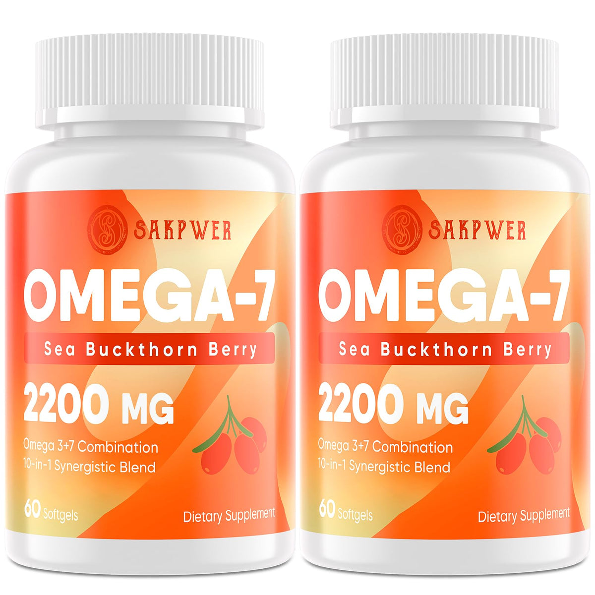 Sakpwer Omega-3 + Sea Buckthorn Oil Supplement softgel front view