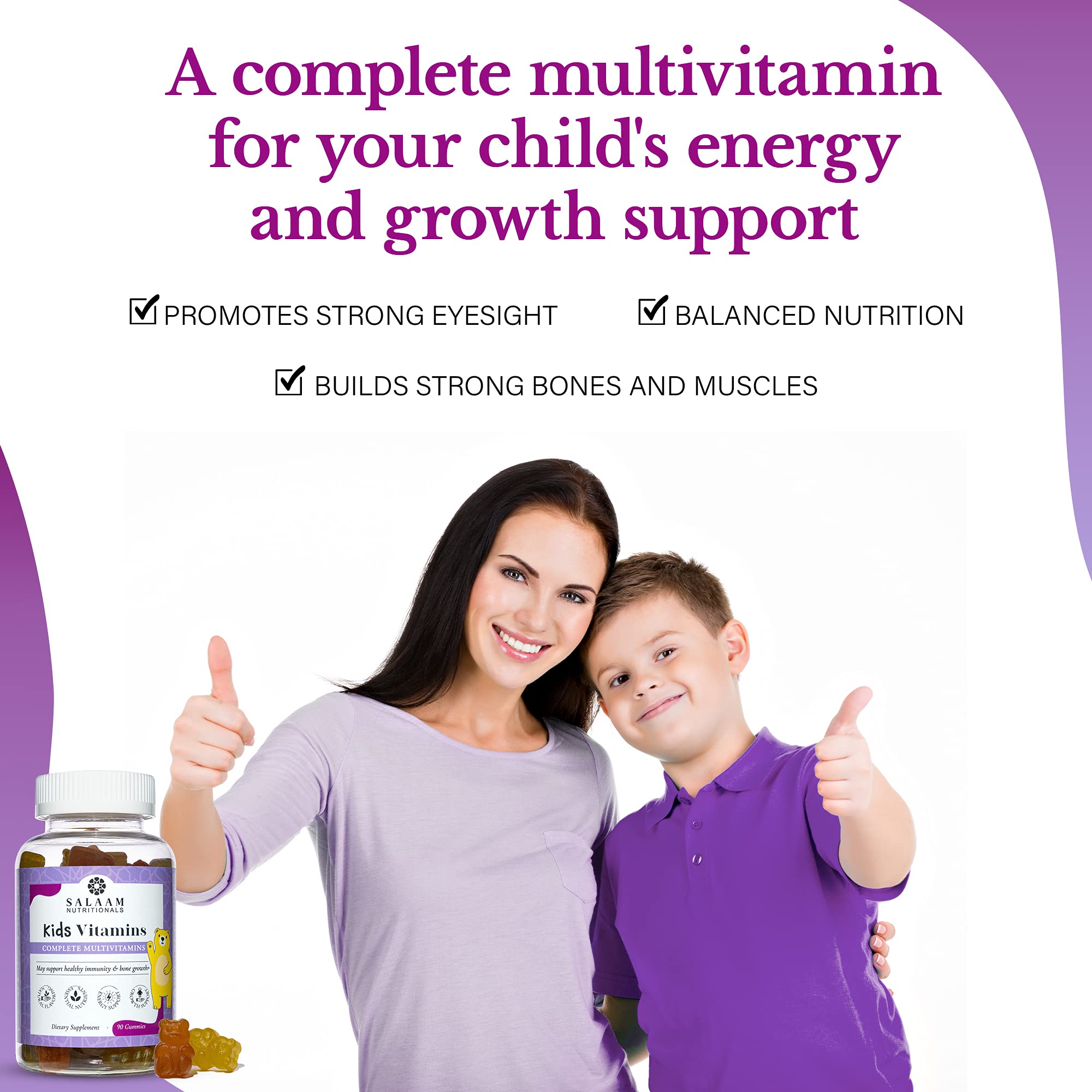 Salaam Nutritionals Kids Multivitamins Gummies back view